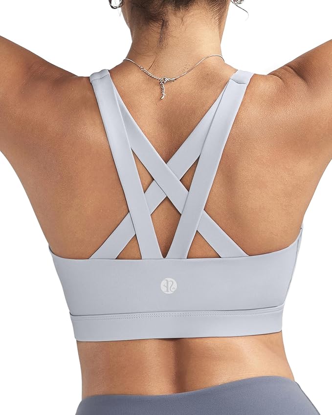 RUNNING GIRL Sports Bras for Women,Padded Strappy Sports Bras Criss-Cross Back Medium Support Sports Bras with Removable Cups