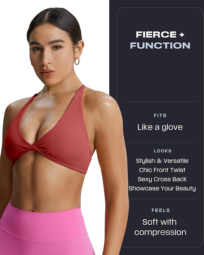 Aoxjox Women's Workout Sports Bras Fitness Metamorph Sienna Twist Bra Yoga Crop Tank