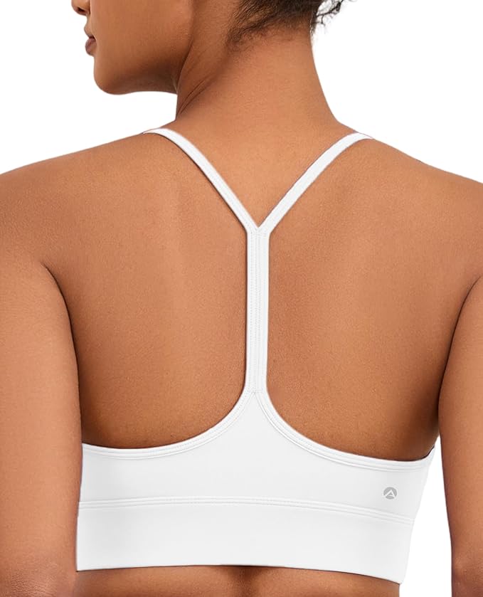 Womens Y-Back Sports Bra, Weightless Padded Yoga Bra, Spaghetti Strap Low Impact Gym Top for Workout & Daily Wear