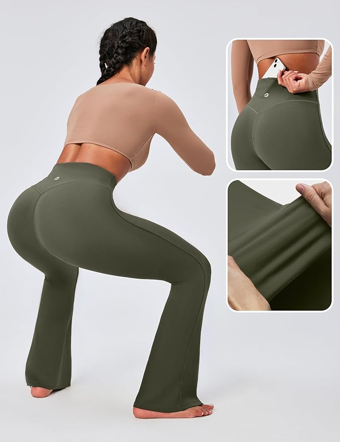 IUGA Flare Leggings for Women Tummy Control Flared Leggings No Front Seam Yoga Pants Women High Waisted Workout Bell Bottoms