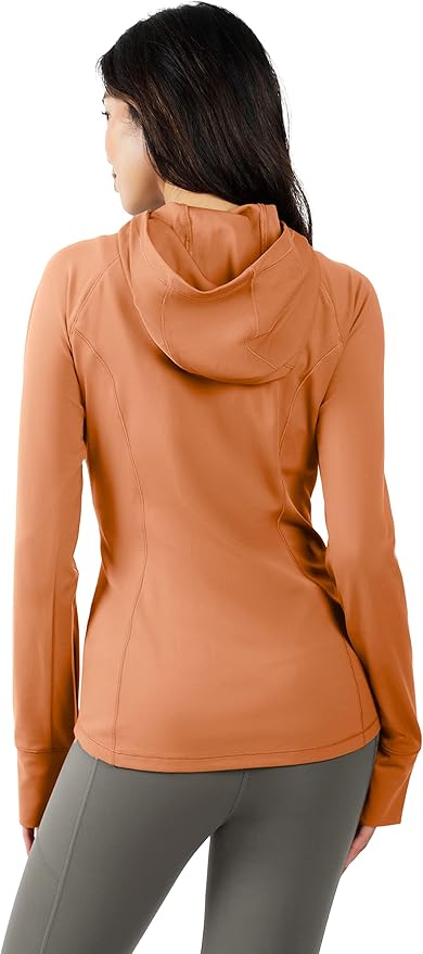 Yogalicious Full-Zip Lightweight Hooded Running Workout Yoga Lux Jacket with Pockets