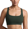 CRZ YOGA Butterlift Double Lined Square Neck Sports Bras for Women - Wireless V-Shaped Racerback Workout Yoga Top Non Padded