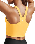 PINSPARK Women Sports Bra High Neck Racerback Workout Crop Tank Top Longline Padded Yoga Tops with Built in Pads