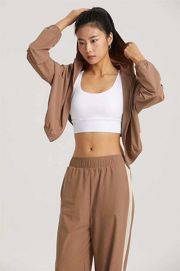 altiland Women's UPF 50+ Sun Protection Cropped Jackets Zip Up Cooling Shirt Athletic Workout Running Hoodie