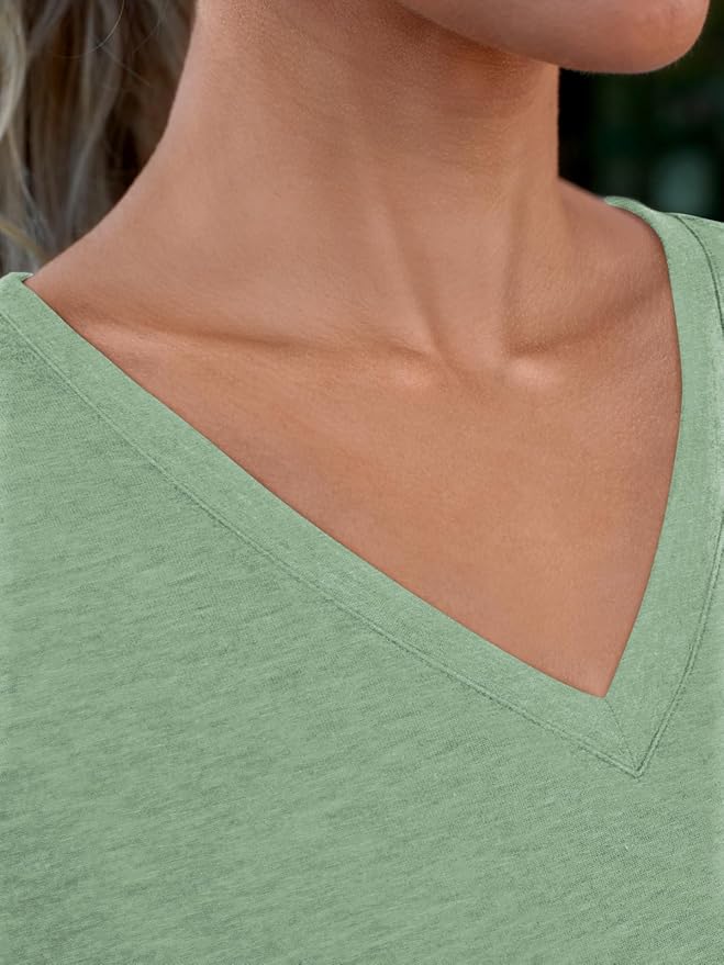 AUTOMET T-Shirts Short Sleeve V Neck Tees Tops for Women Fashion Trendy Lightweight Soft Casual Summer Outfits Clothes 2026