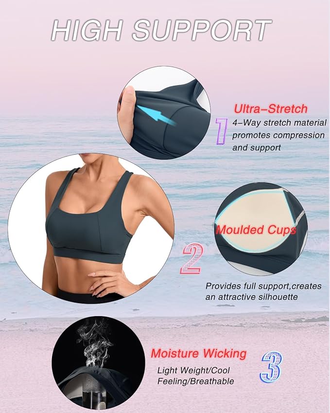 RUNNING GIRL Sports Bras for Women, Molded Cup High Impact Sports Bra Workout Bras for Women High Support Racerback