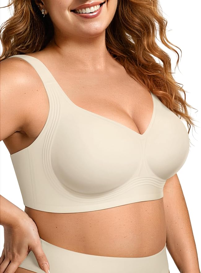 OEAK Womens Wireless Jelly Bra Plus Size Supportive Seamless Bras Full Coverage Push Up Comfortable No Underwire Tshirt Bras