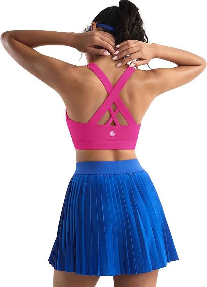 RUNNING GIRL Sports Bras for Women,Padded Strappy Sports Bras Criss-Cross Back Medium Support Sports Bras with Removable Cups