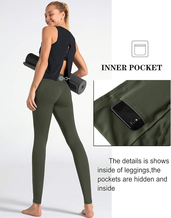 Dragon Fit High Waist Yoga Leggings with 3 Pockets,Tummy Control Workout Running 4 Way Stretch Yoga Pants