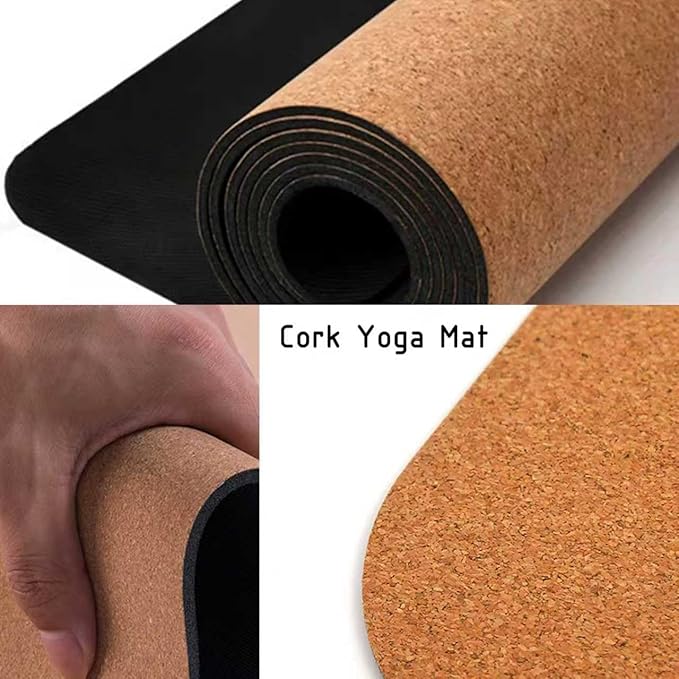 Cork Yoga Mat, 72 * 27 Non-Slip Yoga Mat & Waterproof Mat Bag, Eco-Friendly Exercise Mat for Hot Yoga, Gym, Travel, Men & Women