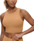 CRZ YOGA Butterluxe High Neck Crop Tank Tops for Women - Racerback Padded Longline Sports Bras Workout