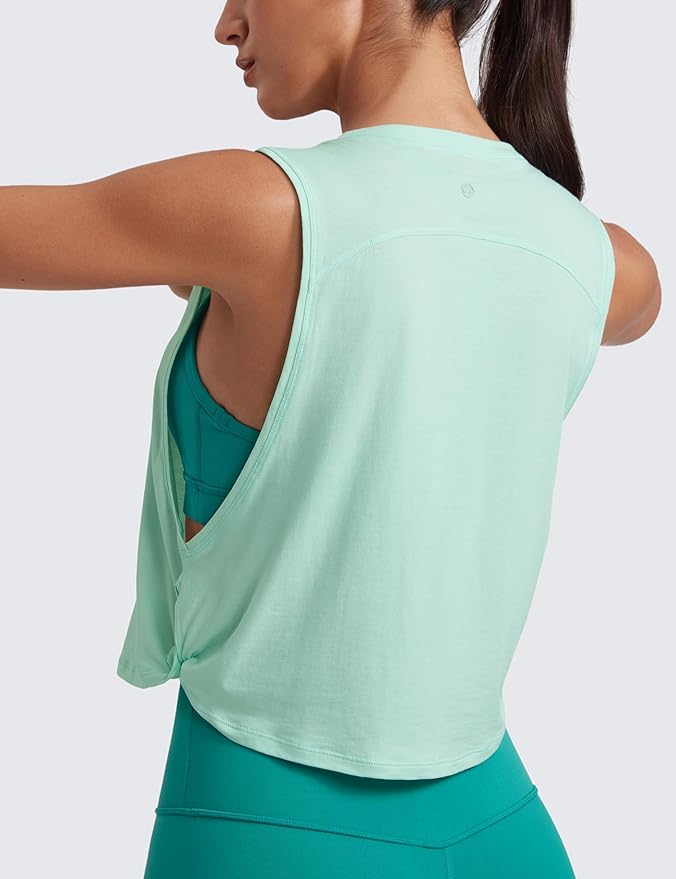 CRZ YOGA Pima Cotton Large Armhole Tank Tops for Women - Workout Sport Athletic Yoga Running Gym Loose Crop Sleeveless Shirts