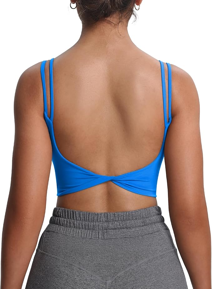 Aoxjox Women's Workout Sports Bras Fitness Yoga Crop Tank Metamorph Twist Back Cami