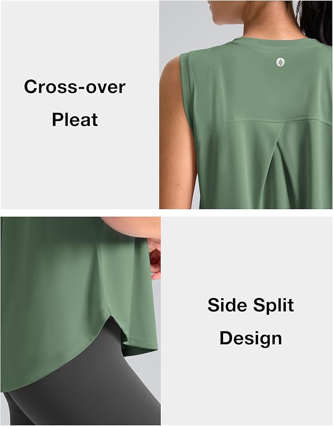 SANTINY Women's Sleeveless Workout Tops Breathable Lightweight Active Tennis Yoga Shirts Athletic Running Tank Tops for Women