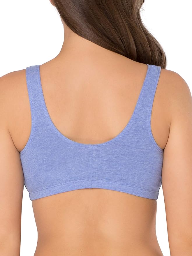 Fruit of the Loom Women's 96014PK Comfort Cotton Blend Front Close Sports Bra 2 Pack