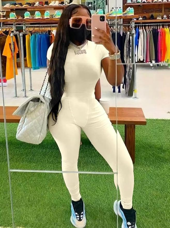 AYWA Two Piece Outfits for Women Fitted Crew Neck T-shirt High Waist Leggings Biker Shorts Matching Sets Streetwear