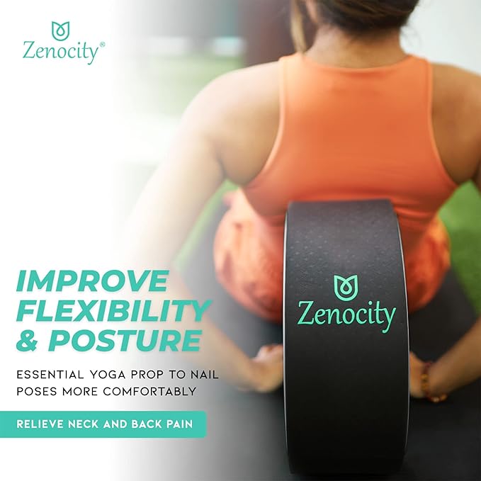 Yoga Back Roller - Yoga Wheel for Stretching and Back Pain Relief - Back Stretcher - Foam Roller - Balance Accessory for Stretching - Thick Padding for Comfort - Improve Flexibility