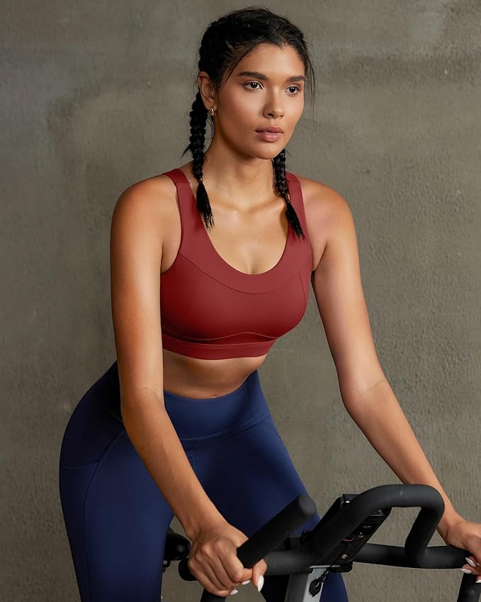RUNNING GIRL High Impact Sports Bras for Women,Racerback Running Bra Workout Crop Tank Tops Longline Sports Bra Push up