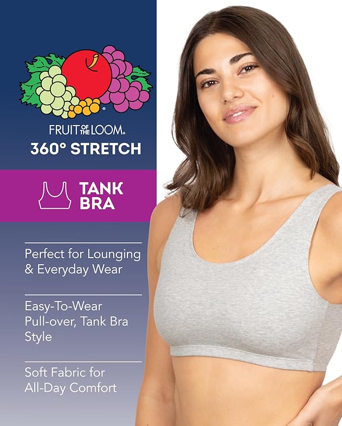 Fruit of the Loom Women's Cotton Tank Bra for Women - Ultimate Comfort & Breathable Fit