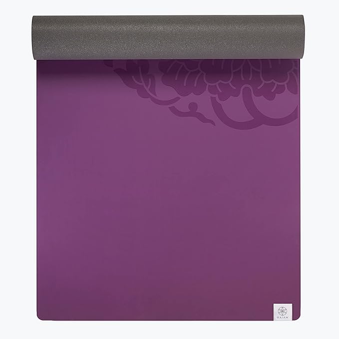 Gaiam Dry-Grip Yoga Mat - 5mm Thick Non-Slip Exercise & Fitness Mat for Standard or Hot Yoga, Pilates and Floor Workouts - Cushioned Support, Non-Slip Coat - 68 x 24 Inches
