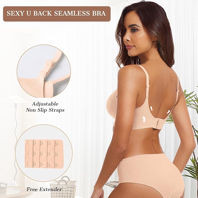 OEAK Womens Wireless Jelly Bras Comfortable Push Up Bra No Underwire Gel Bra Full Support Lift Everyday Seamless Tshirt Bras