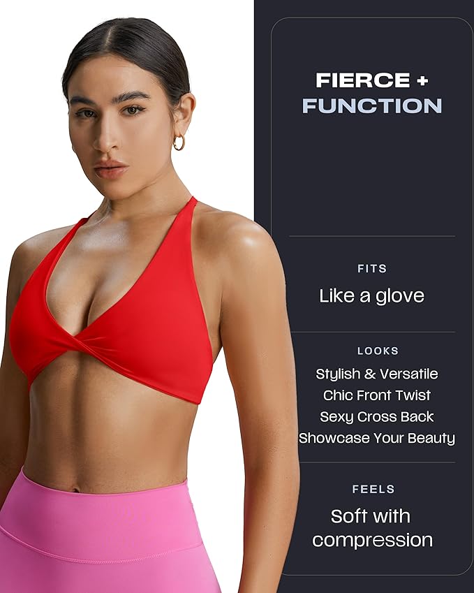 Aoxjox Women's Workout Sports Bras Fitness Metamorph Sienna Twist Bra Yoga Crop Tank