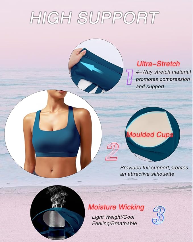 RUNNING GIRL Sports Bras for Women, Molded Cup High Impact Sports Bra Workout Bras for Women High Support Racerback