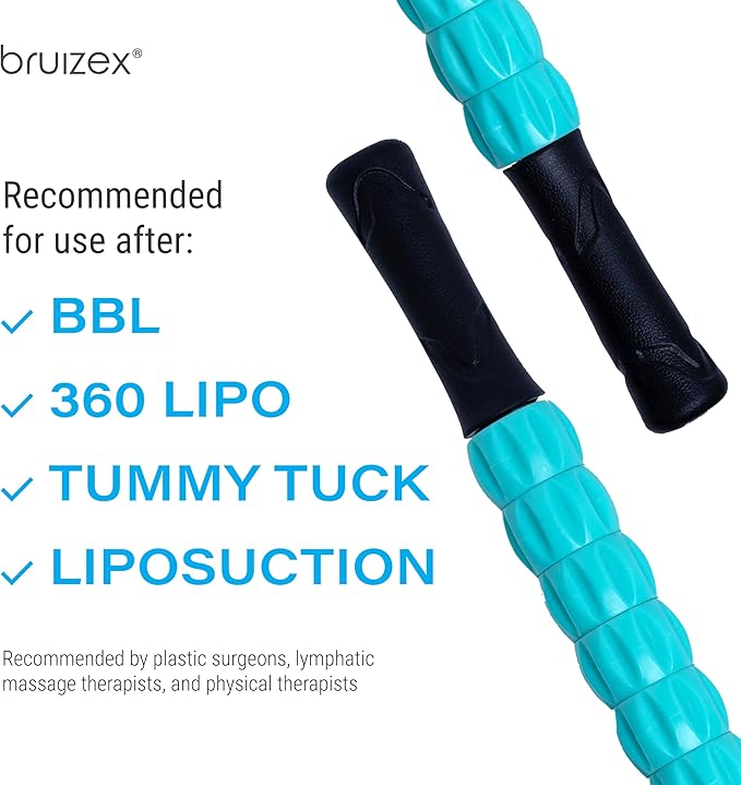 Bruizex Lymphatic Drainage Massage Roller Stick for Post Liposuction & Fibrosis Treatment, Surgery Recovery 360 Lipo, Tummy Tuck & BBL, Lipo Foam, Compression Garment, Faja Compatible