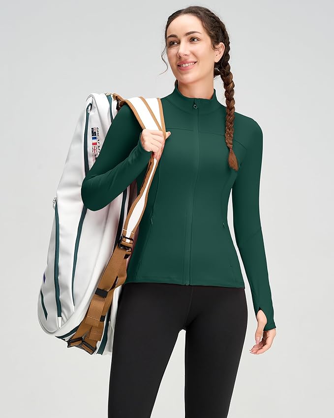 QUEENIEKE Womens Running Jackets Athletic Workout Scrub Jacket Track Full Zip Up Gym for Women Yoga Top