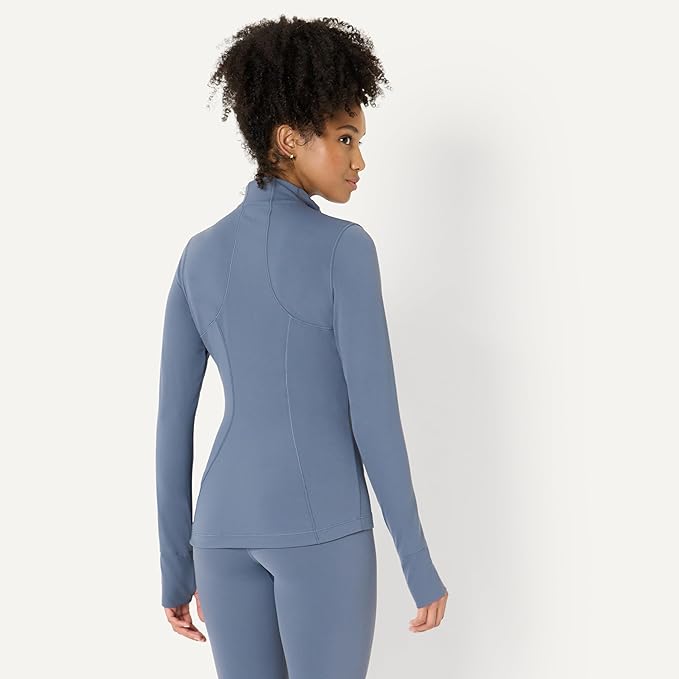 Amazon Essentials Women's Active FormFlex Buttery Soft Slim Fit Full Zip Workout Jacket with Thumb Holes