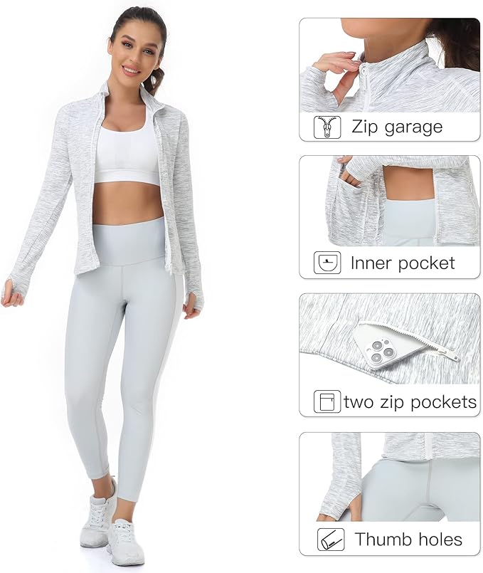VUTRU Women's Workout Yoga Jacket Full Zip Running Athletic Track Jacket