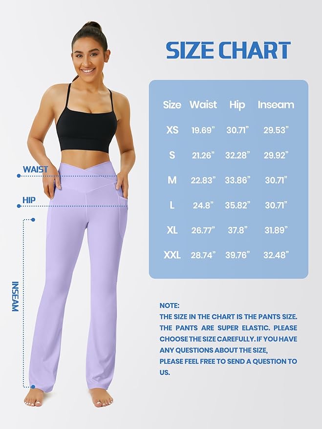 FOHOFO Yoga Pants Women, Flare Leggings for Women with Pockets Crossover High Waisted Bootcut Yoga Pants