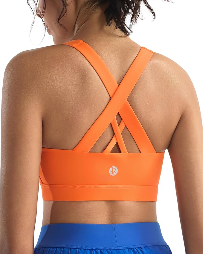 RUNNING GIRL Sports Bras for Women,Padded Strappy Sports Bras Criss-Cross Back Medium Support Sports Bras with Removable Cups