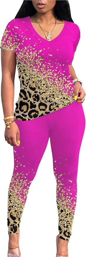 Lounge Sets for Women 2 Piece Summer Casual Jogger Workout Outfits Short Tops Long Pant Sweat suit leggings set