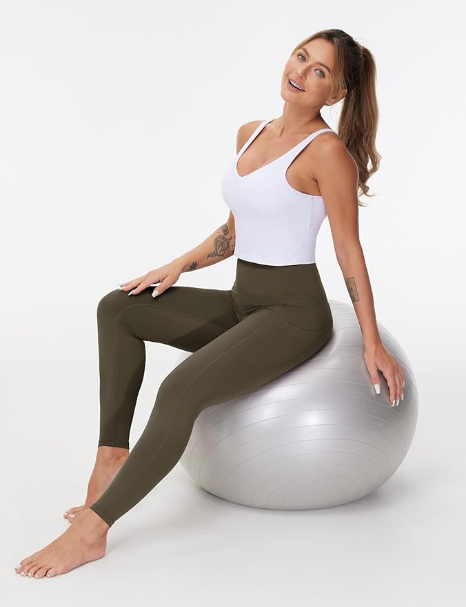 THE GYM PEOPLE Thick High Waist Yoga Pants with Pockets, Tummy Control Workout Running Yoga Leggings for Women