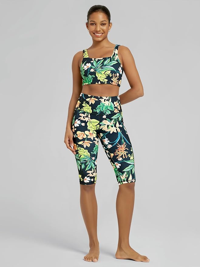 ODODOS Women's High Waisted Yoga Capris with Pockets, Tummy Control Non See Through Workout Athletic Running Capri Leggings