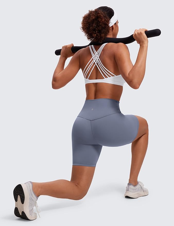 CRZ YOGA Naked Feeling Strappy Sports Bras for Women - Criss Cross Back Wireless Padded Cami Yoga Workout Top