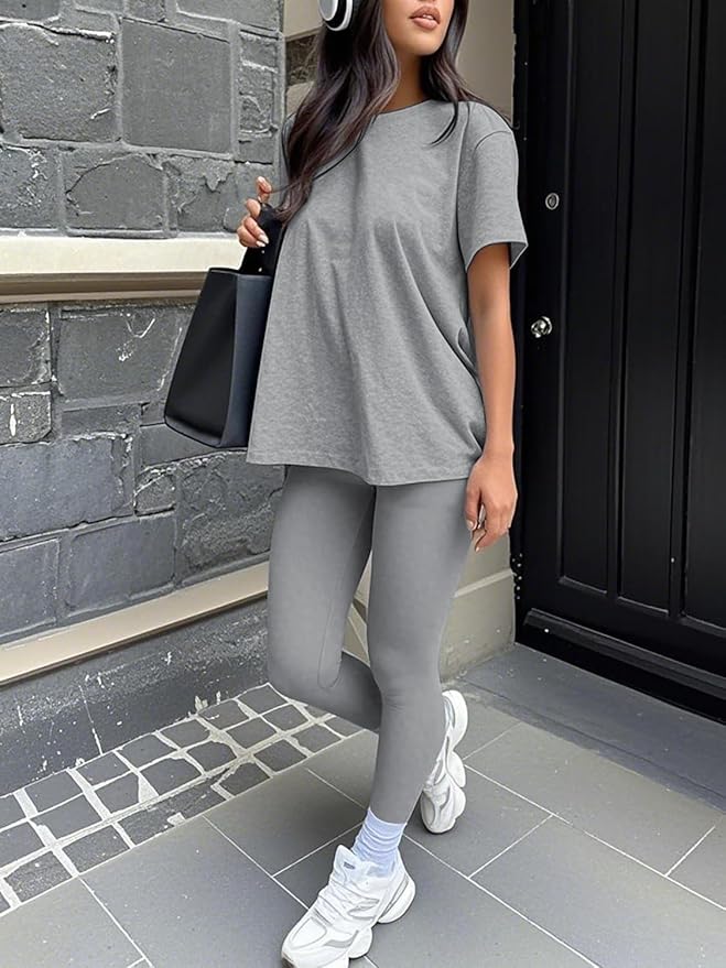 ZFLM casual sportswear 3-piece set high waist tight pants yoga pants short sleeved round neck yoga set