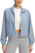 Soothfeel Women's Athletic workout Jacket Lightweight UPF 50+ Long Sleeve Sun Protection Shirts Zip Up Cropped Hiking Tops