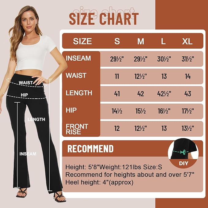 TNNZEET Black Flare Leggings for Women, Crossover Yoga Pants with Pockets Bootcut Flared Leggings