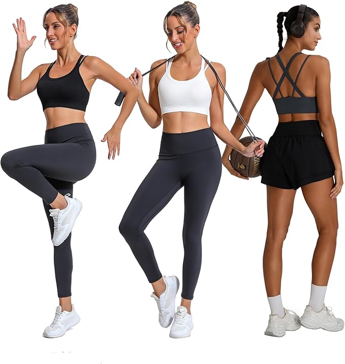 Sports Bras for Women HIigh Support, Criss-Cross Back Padded Strappy High Impact Sports Bras for Women Large Bust