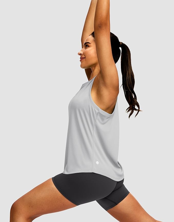 Women's Workout Tops Racerback Athletic Tank Tops Sleeveless Loose Fit Yoga Running Gym Shirts for Women