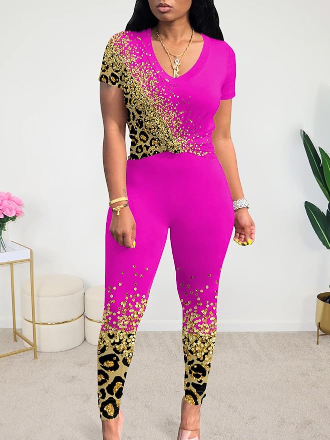 Lounge Sets for Women 2 Piece Summer Casual Jogger Workout Outfits Short Tops Long Pant Sweat suit leggings set