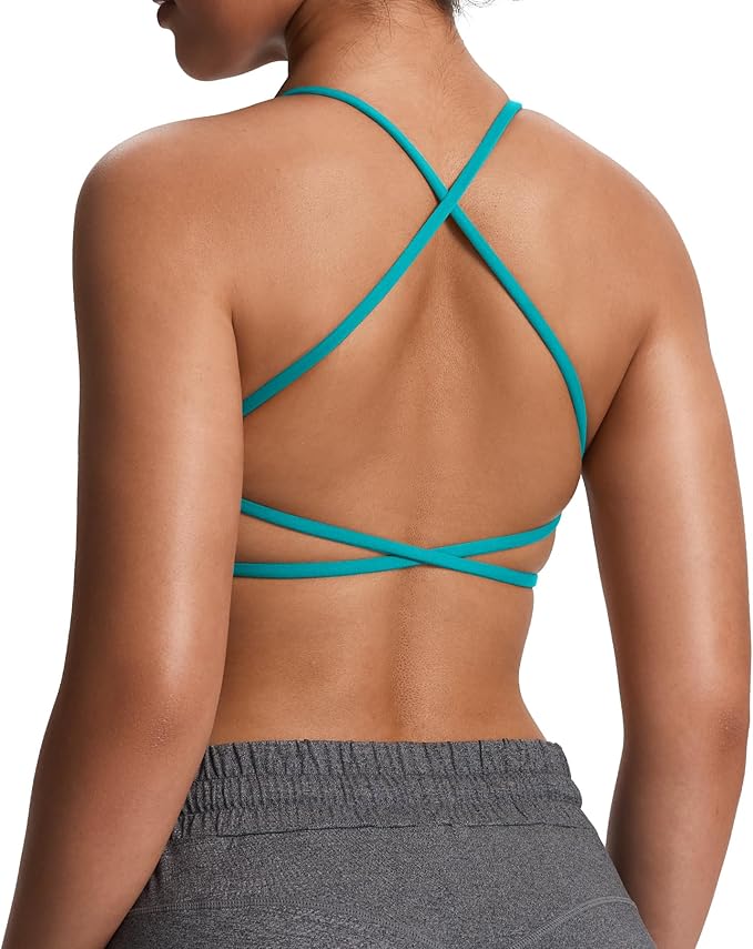 Aoxjox Women's Workout Sports Bras Fitness Trinity Ivy Low Impact Bra Yoga Crop Tank