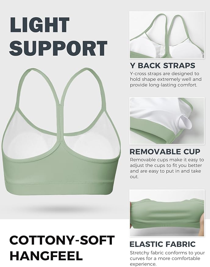 Buauty Sports Bra for Women, Y Back Light Support Workout Bra with Removable Pads for Yoga Pilates Gym