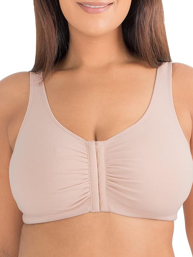 Fruit of the Loom Women's 96014PK Comfort Cotton Blend Front Close Sports Bra 2 Pack
