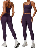Women 2 Piece Workout Sets (NEW) Yoga Outfit Open Back Tank Top High Waisted Leggings Gym Sets Tracksuits