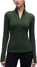 CRZ YOGA Butterluxe Hip Length Jackets for Women - Full Zip Athletic Track Tops with Thumb Holes Pockets