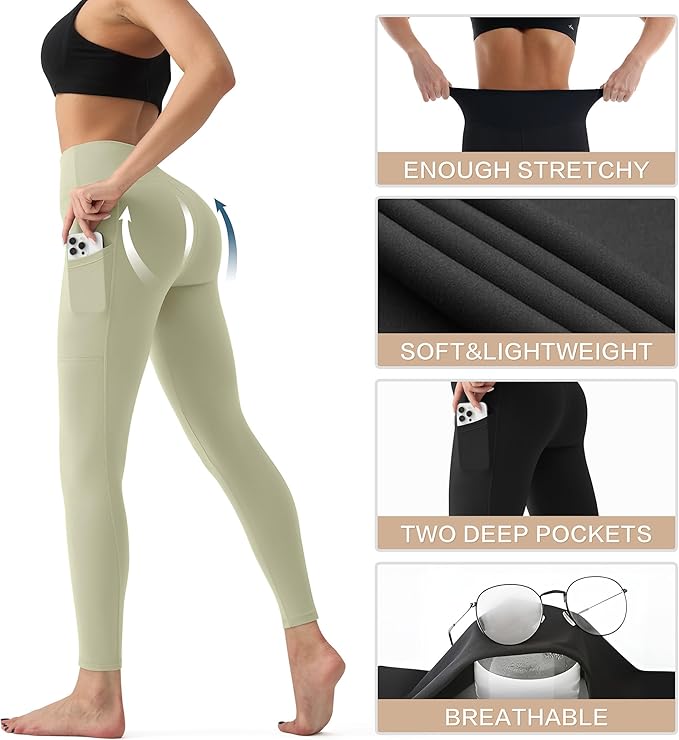 YUDSUD High Waisted Leggings for Women - Tummy Control Yoga Pants for Workout Running Athletic Women's Leggings Plus Size