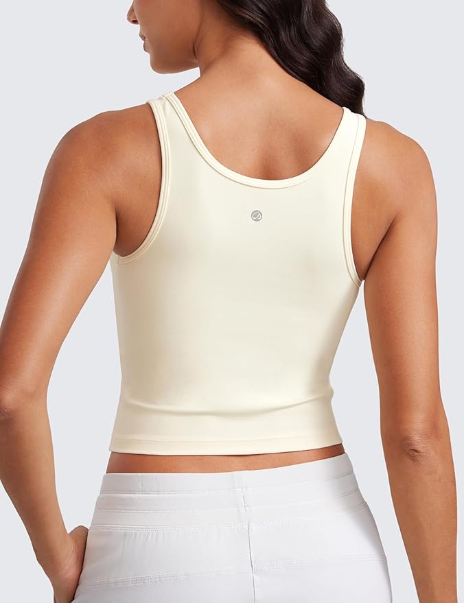 CRZ YOGA Butterluxe Double Lined Tank Tops for Women - Workout Casual Scoop Neck Racerback Crop Sleeveless Shirt